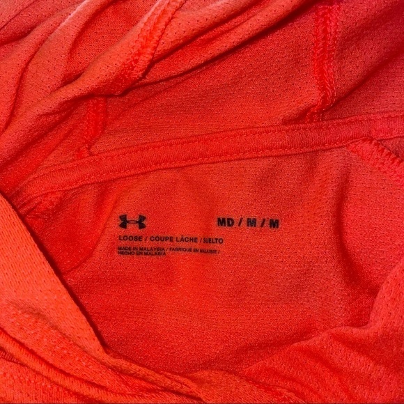 Under Armour Hoodie Pull Over Long Sleeve Pin Dot Big Front Logo V-neck Top - Picture 4 of 6